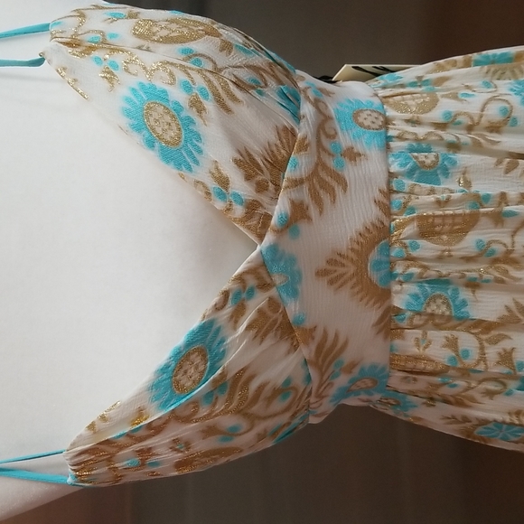 NWT Milly of New York mini dress, size 6, low back spaghetti strap, metallic - Picture 2 of 16